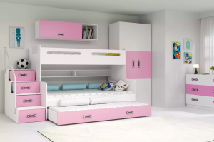 wielofunkcyjne łóżko dziecięce w kolorze biało różowym